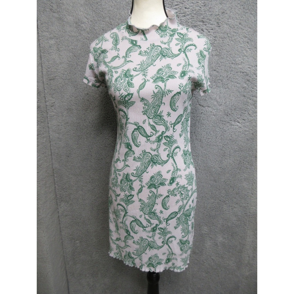 Urban Outfitters Dress Womens M Green Paisley Print Mock Neck Y2K Goblincore - Picture 3 of 16